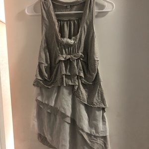 Beige and Cream Striped Multilayered Top